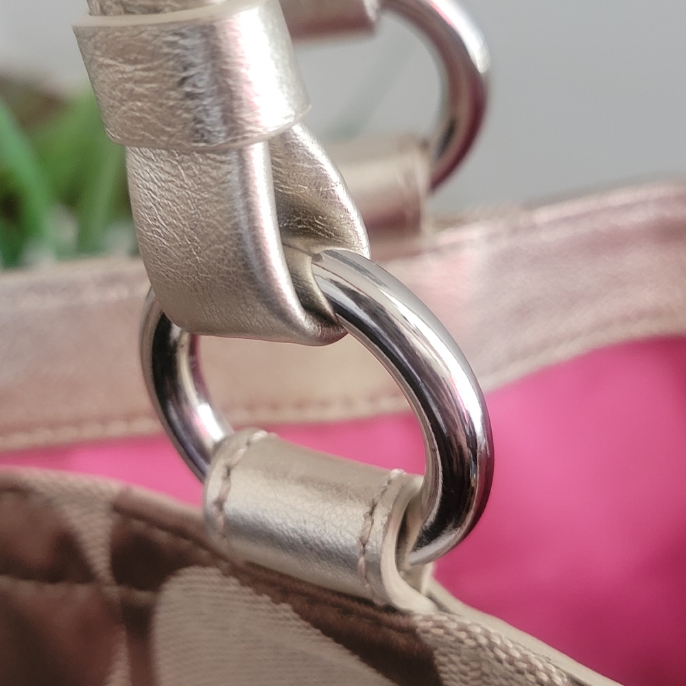 Coach Signature Brown and Pink Tote Bag - Picture 11 of 14